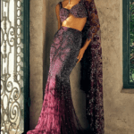 Wine Georgette Swarovski Embroidered Fish-Cut Skirt Set
