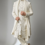 Ivory Silk Hand Embroidered Sherwani Set