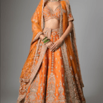 Rust Raw Silk Lehenga Set