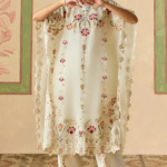 Ivory Chanderi Floral Threadwork Tulip Kaftan