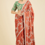 Red & Green Stripe Tissue Dori Embellished Saree Set