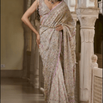 Multi-Colored Georgette Embroidered Saree Set
