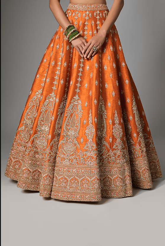 Rust Raw Silk Lehenga Set - Image 2
