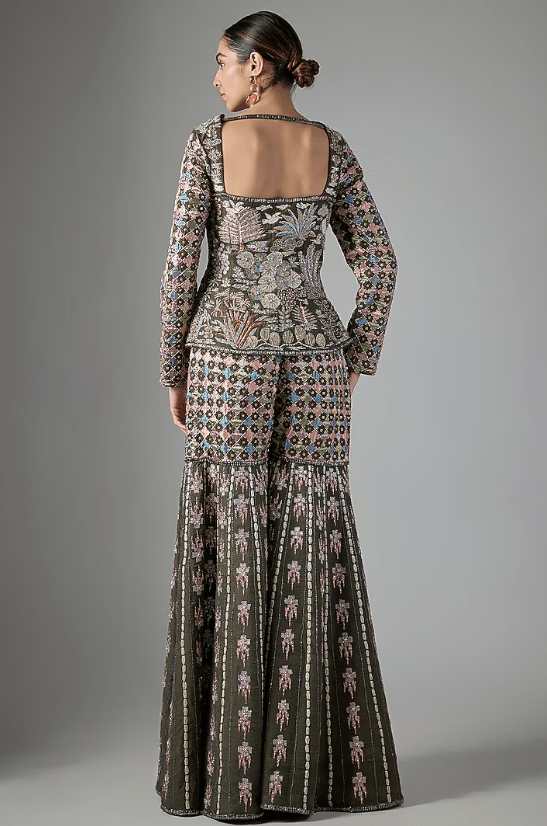 Lush Green Raw Silk Gharara Set - Image 2