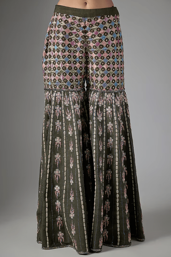 Lush Green Raw Silk Gharara Set - Image 3