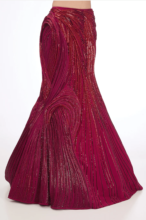 Fuchsia Silk Crepe Lehenga Set - Image 3