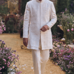 Ivory Raw Silk Dori Embroidered Sherwani Set