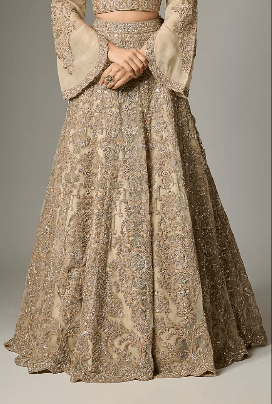Beige Organza Dori Work Lehenga Set - Image 3