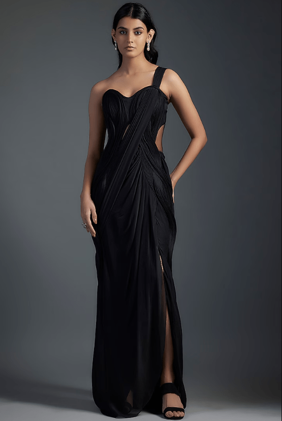 Black Chiffon Gown Saree