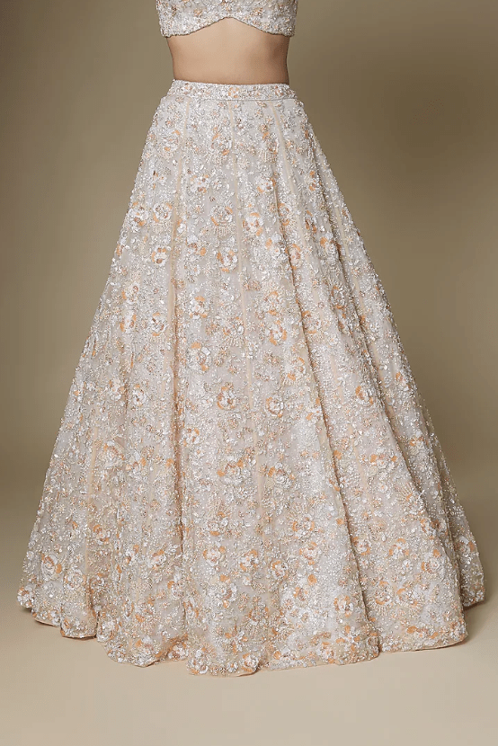 Peach Organza Lehenga Set - Image 3