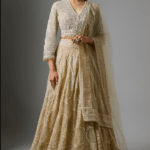 Ivory Tulle Pearl & Sequins Embroidered Flared Lehenga Set