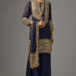 Navy Chiffon Sequins Embroidered Sharara Set