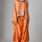 Rust Silk Mirror Work Kaftan Set
