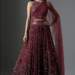 Wine Sequins Embroidered Lehenga Set