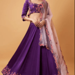 Violet Hand Embroidered Lehenga Set