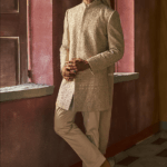 Sandstone Tissue Threadwork Embroidered Sherwani Set
