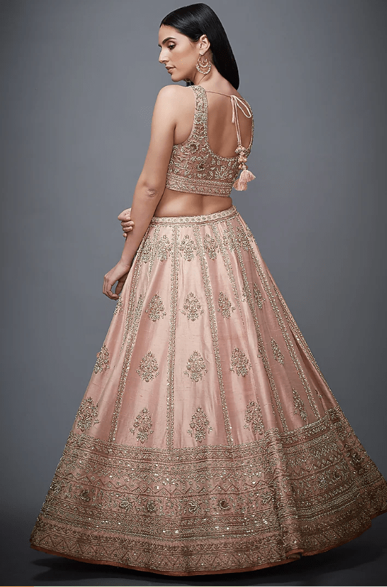 Peach Embroidered Lehenga Set - Image 2