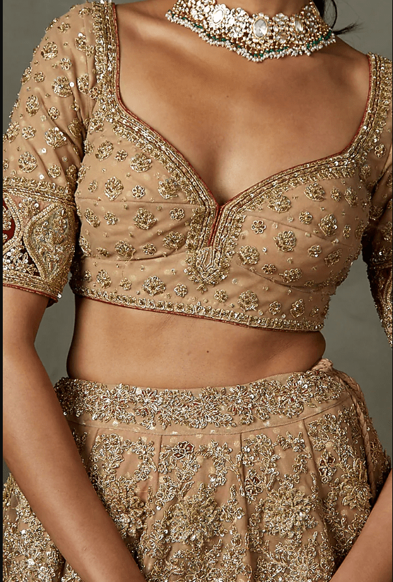 Peach Polyester Embroidered Lehenga Set - Image 4