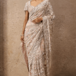 Blush Pink Indian Tulle Sequins Embroidered Saree Set