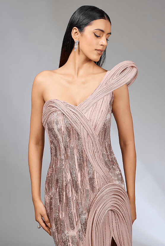 Sand Pink Crepe Gown - Image 3