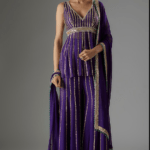 Purple Georgette Sequins & Beaded Embroidered Kurta Set