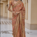 Multi-Colored Georgette Sequins Embroidered Saree Set
