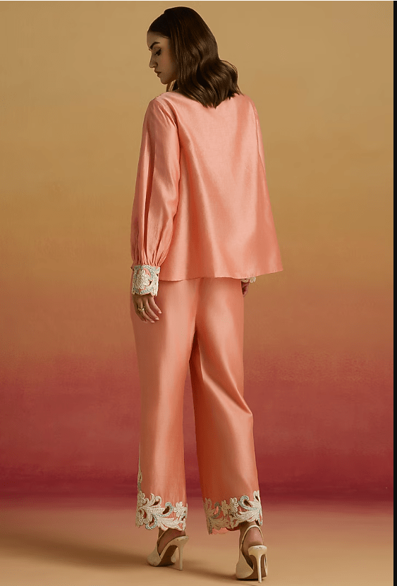 Apricot Chanderi Cord Work Shirt - Image 3