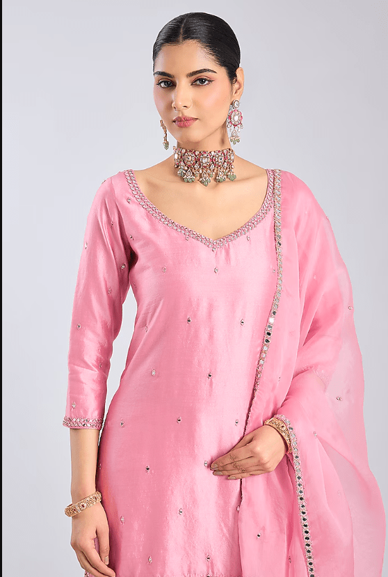 Petal Pink Chanderi Sharara Set - Image 4