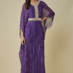 Purple Georgette Sequins Embroidered Kaftan