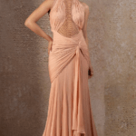 Blush Pink Chiffon Cascading Gown