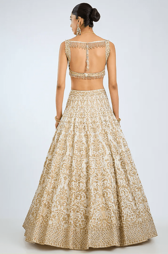 Ivory Raw Silk Threadwork Lehenga Set - Image 2