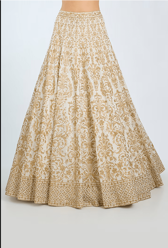 Ivory Raw Silk Threadwork Lehenga Set - Image 3