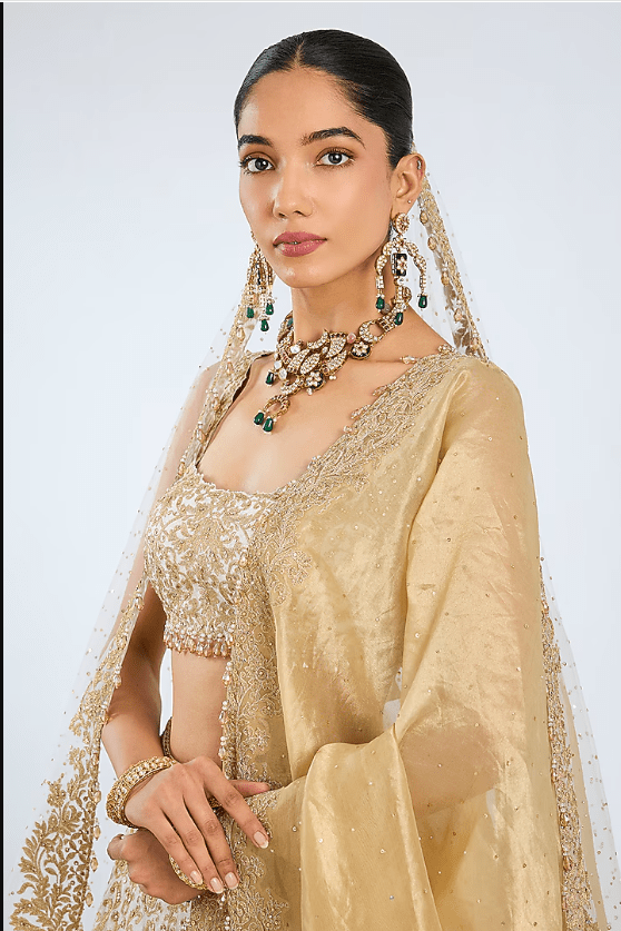 Ivory Raw Silk Threadwork Lehenga Set - Image 4