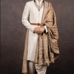 Ivory Silk Embroidered Sherwani Set