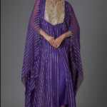Purple Georgette Sequins & Bead Embroidered Kaftan