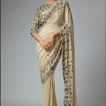 Mushroom Chiffon Sequins Embroidered Saree Set