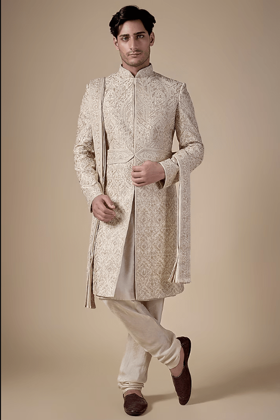 Gold Silk Sherwani Set