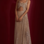 Champagne Sequins Sculpted Gown