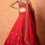Red Embroidered Lehenga Set