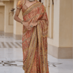Multi-Colored Georgette Embroidered Saree Set