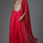 Red Georgette Sequins & Bead Embroidered Kaftan