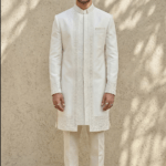 Off-White Raw Silk Embroidered Sherwani