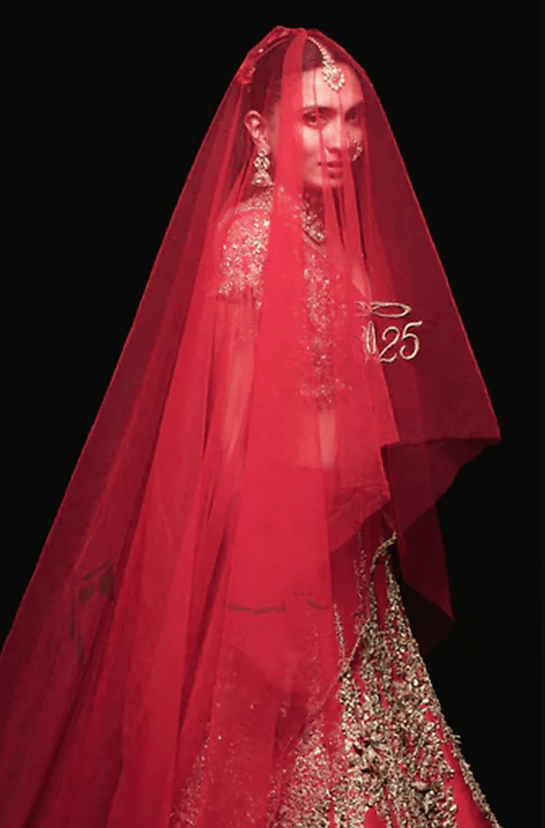 Vermilion Red Dupion Silk Zardosi Embroidered Lehenga Set - Image 2