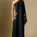 Black Silk One Shoulder Kaftan