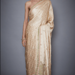 Beige Embroidered Saree Set