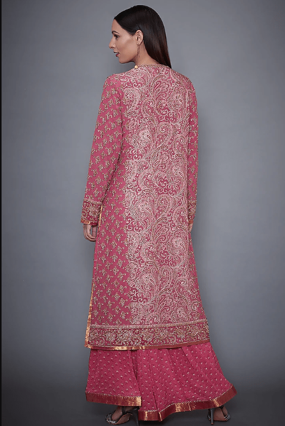 Pink & Gold Embroidered Kurta Set - Image 2