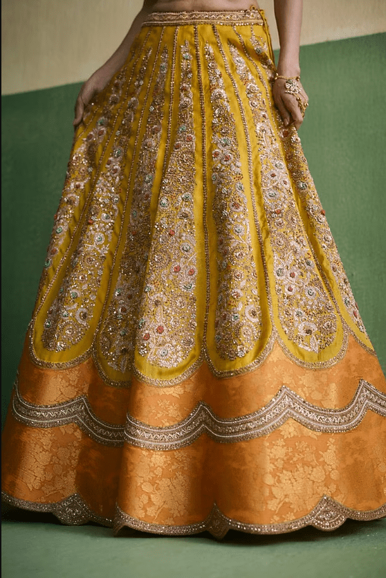 Multi-Colored Chanderi Embroidered Lehenga Set - Image 2