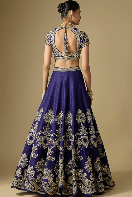 Purple Raw Silk Embroidered Lehenga Set - Image 2