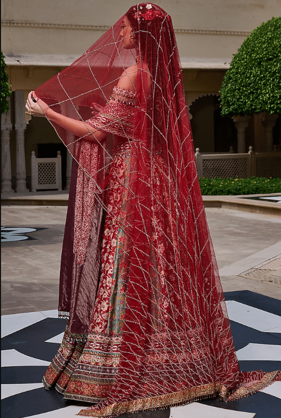 Multi-Colored Silk Dupion Embroidered Lehenga Set - Image 2