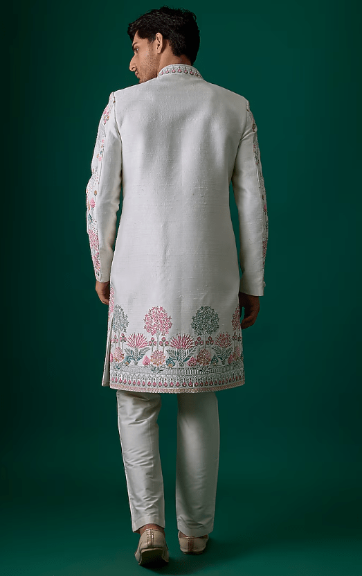 Off-White Silk Sherwani Set - Image 2